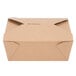 A brown Fold-Pak Bio-Plus Earth take-out box with two open sides.