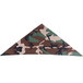 A triangular camouflage bandana in camouflage print.