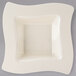 A square ivory plastic bowl with a wavy edge.