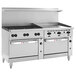A Wolf Challenger XL commercial gas range with 6 burners, a griddle, and 2 convection ovens.