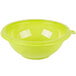 A green plastic bowl with a lid.