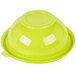 A green plastic bowl with a lid.