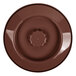 A brown Carlisle polypropylene plate with a circular ring on it.