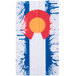 A white Headsweats headband with a Colorado flag design featuring a red circle and blue stripes.