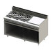 A Blodgett stainless steel natural gas range with 6 burners, a griddle, and a cabinet base.