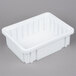 A white Metro plastic tote box with a lid.