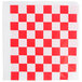 A red and white checkered pattern on a white surface.