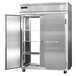 A Continental Refrigerator stainless steel pass-through freezer with two open doors.