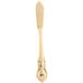 A 10 Strawberry Street Crown Royal gold plated stainless steel butter knife with a long handle.