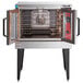 A Vulcan commercial convection oven with an open door.