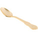 A 10 Strawberry Street Crown Royal stainless steel teaspoon with a gold plated handle on a white background.