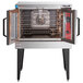 A Vulcan commercial convection oven with an open door.