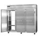 A large stainless steel Continental Refrigerator with two open doors.