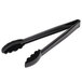 A pair of black Cambro Lugano tongs with long curved ends.