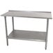 An Advance Tabco stainless steel work table with undershelf.