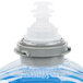 A close up of a Micrell floral hand soap bottle with a white cap.