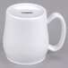 A white Cambro porcelain mug with a contoured handle and black text that reads "Cambro"