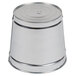 A silver metal pail with a lid.