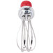 A KitchenAid red whisk attachment with a silver handle and red accents.