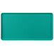 A mint green rectangular tray with a white border.