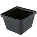 A black square GET Melamine crock with a lid.
