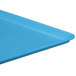 A close up of a blue MFG Fiberglass Supreme Display Tray.