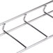 A close up of a Metro stainless steel wine bottle support rack with four bars.