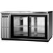 A Continental Refrigerator stainless steel back bar refrigerator with glass doors.