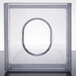 A clear square box with a circle in the middle.