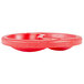 A red HS Inc. reusable plastic bowl divided into two small bowls.