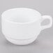 A white Libbey porcelain cup with a handle.