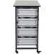 A grey Luxor storage cart with black drawers.