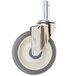 A white and gray Metro 5" Polyurethane swivel stem caster with a metal wheel and screw.