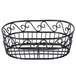 An American Metalcraft black wrought iron oval basket with a spiral design.