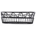 An American Metalcraft black wrought iron oval basket with swirl design.