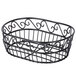 An American Metalcraft black wire oval basket with curly swirls.