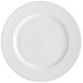 A close up of a 10 Strawberry Street Royal White porcelain dinner plate with a round edge and a white rim.