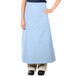 A woman wearing a light blue Intedge Bistro Apron with 2 pockets.