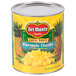 A Del Monte #10 can of pineapple chunks in juice.