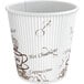 A white Choice paper hot cup with brown bean print designs.