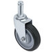 A close-up of a black Metro 5" swivel stem caster wheel with metal post.