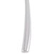 A long curved stainless steel Libbey Briossa dinner knife with a white background.