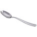 A close-up of a Libbey stainless steel teaspoon with a curved handle.
