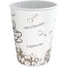 A white paper hot cup with a brown bean print.