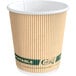 An EcoChoice paper hot cup with the word "sustainable" on it.