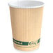 An EcoChoice brown paper hot cup with a green label.