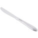 A Libbey stainless steel dinner knife with a white background.
