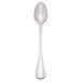A Libbey stainless steel iced tea spoon with a silver handle and white spoon.