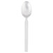 A Libbey stainless steel teaspoon with a white handle and a silver spoon.