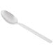 A stainless steel Libbey dessert spoon with a long handle.